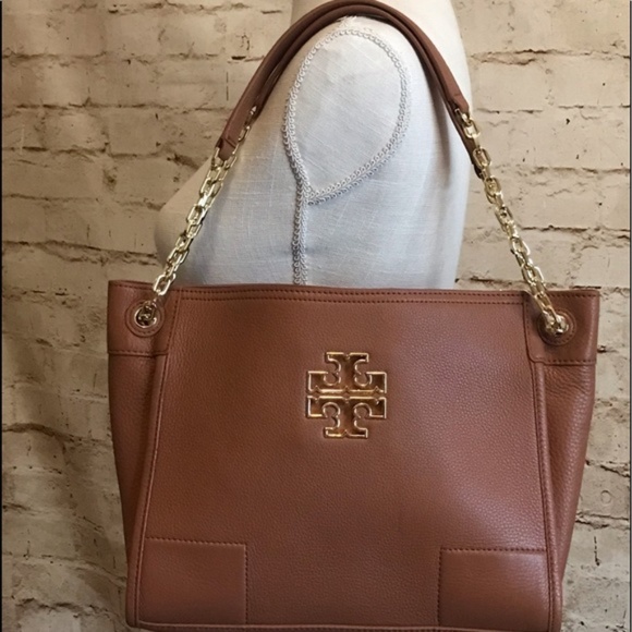 NWT Tory Burch Slouchy Tote Bark Leather Shoulder - Picture 5 of 7